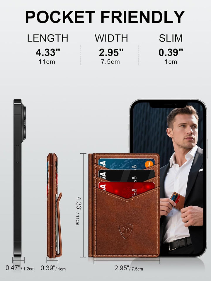 Cartera ZALVEX para Hombre, Carteras de Cuero para 12-15 Tarjetas,...