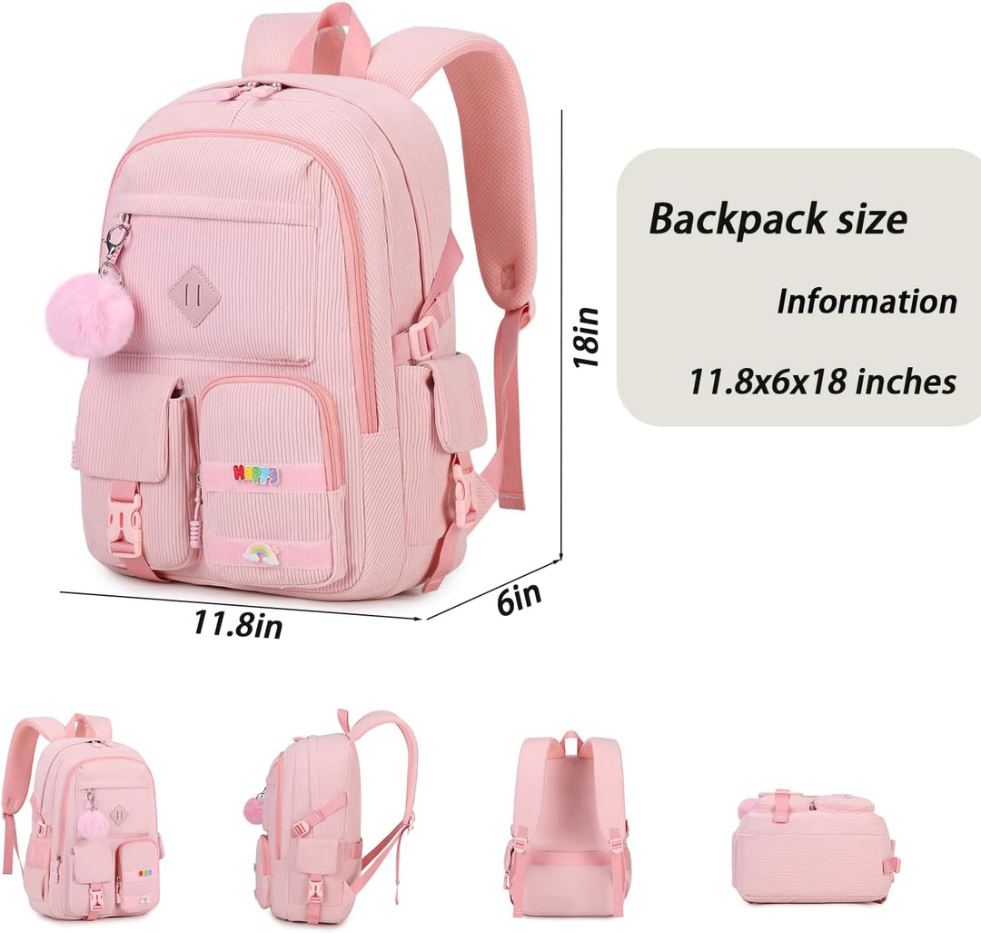 BLUWEI Mochila para laptop para niñas, mochila de pana para adolesc...