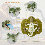 Juguetes de dinosaurio con control remoto para niños de 4 a 7 y de 8 a 12 años - Los mejores regalos de cumpleaños para niños de 4 a 12 años, dinosaurio caminante con rugidos, rociador, luz