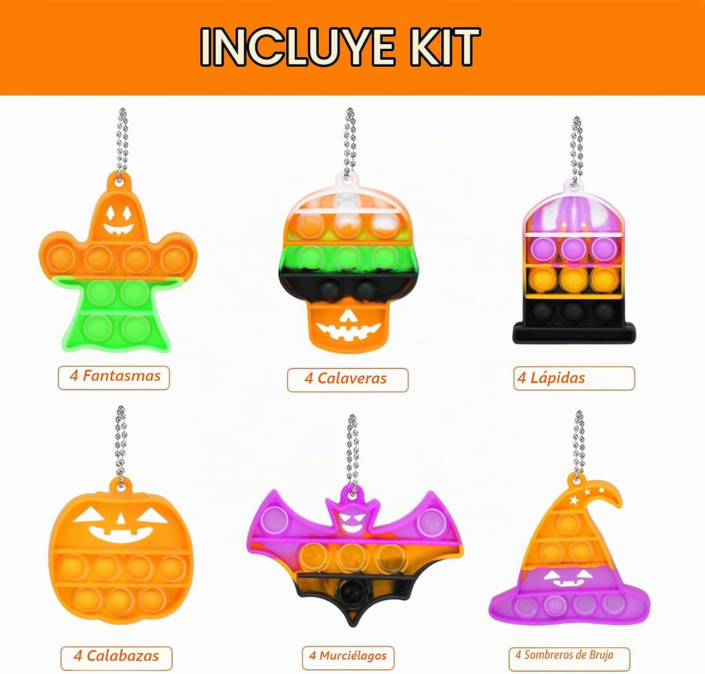 Recuerdos de fiesta de Halloween - 24 mini burbujas pop a granel con