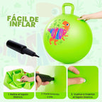 Pelota saltarina PlayZap para niños de 3 a 8 años, bola hinchable verde de 18 pulgadas con dinosaurio y asas, juguetes inflables hippity hop para saltar y rebotar para niños y niñas, para interior y