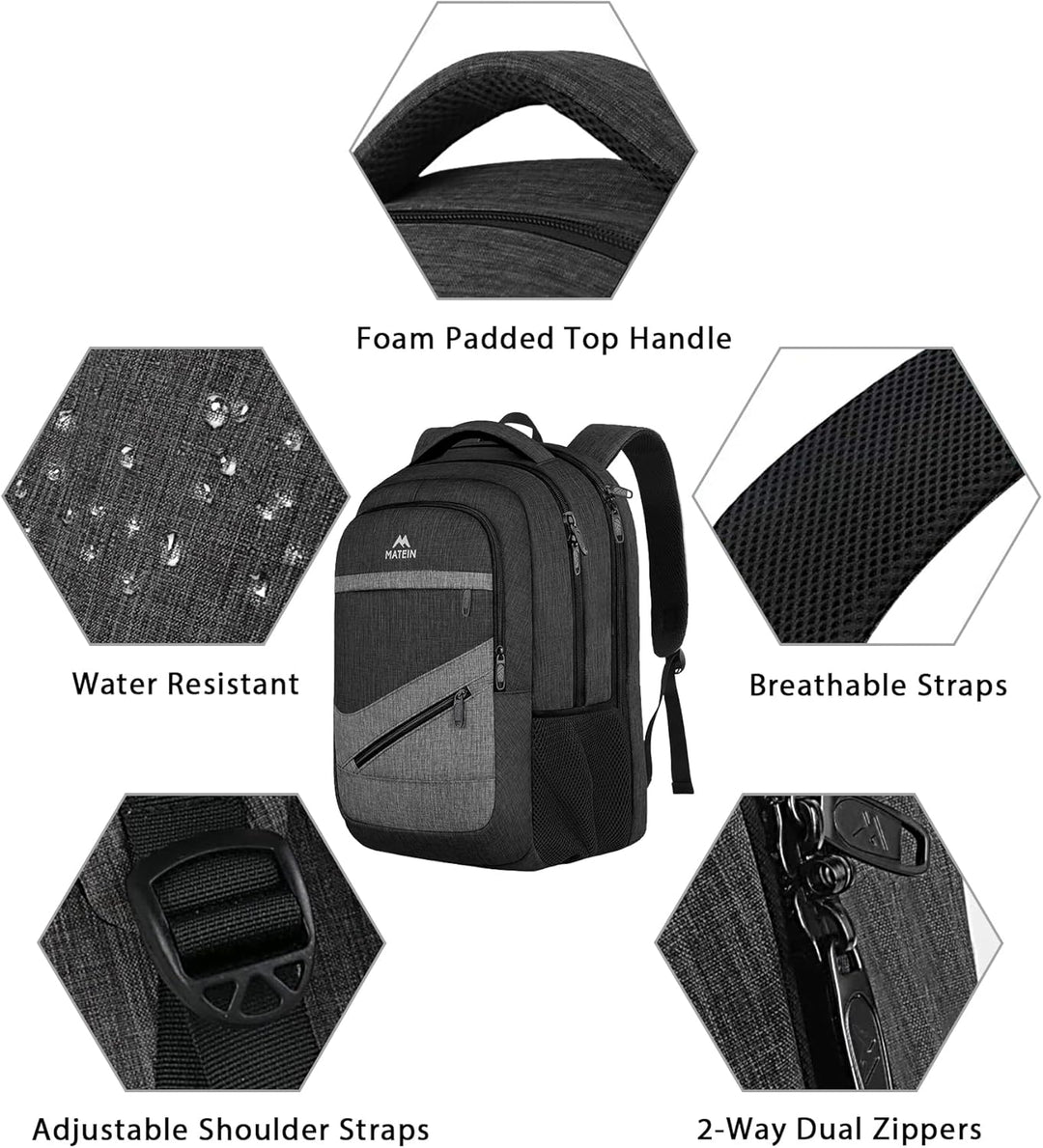 MATEIN Mochila extragrande de viaje para laptop de 50 L, resistente...