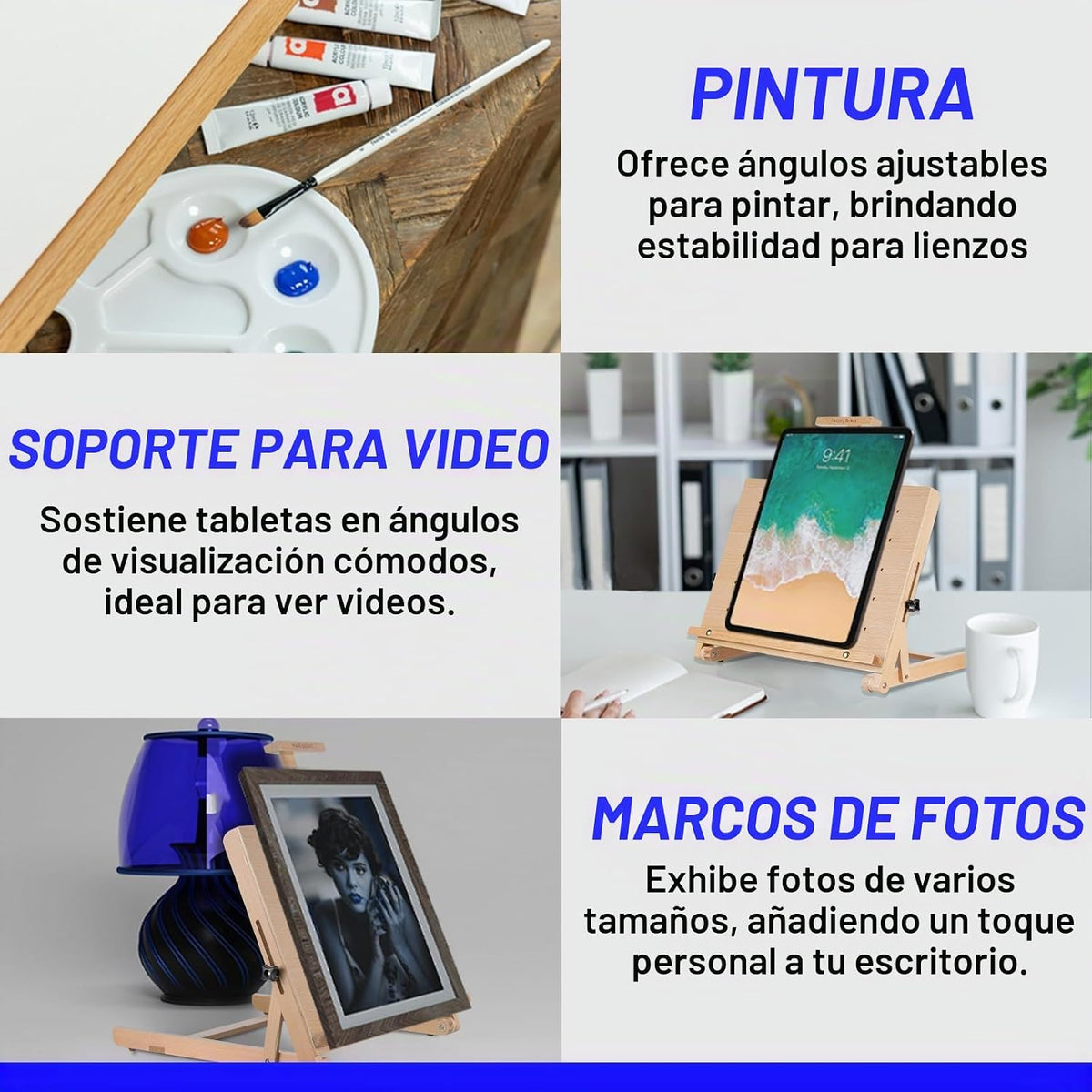 Caballete de mesa ajustable de madera de haya con capacidad para hasta 22.5 pulgadas