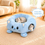 Cama túnel para gatos con 21 juguetes interactivos