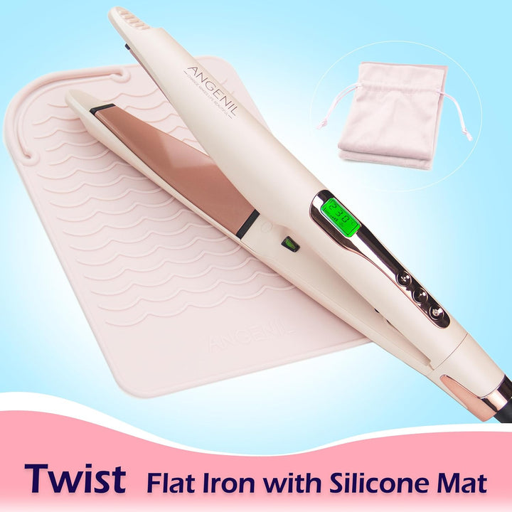 Plancha plana de pelo profesional Angenil Pro Twist, alisadora y ri...
