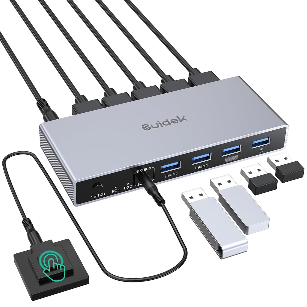 Conmutador KVM HDMI 1 Monitor 2 Computadoras - 4K@60Hz con 4 puertos