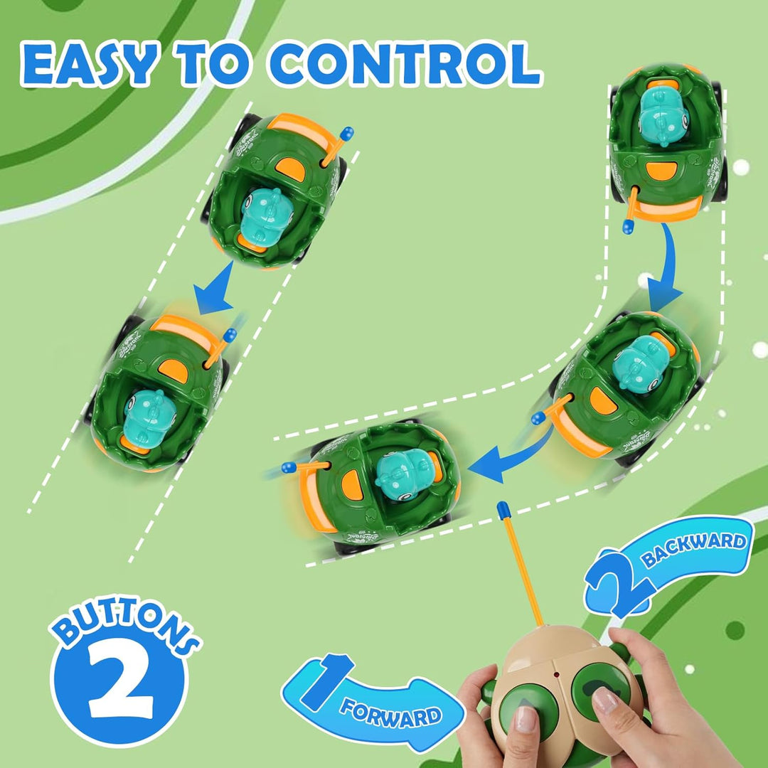 QPOU Auto de dinosaurio a control remoto para niños, juguete de aut...