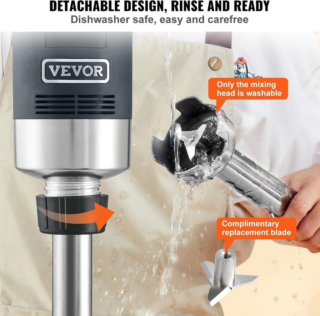 VEVOR Licuadora comercial de inmersión 12", mezclador resistente 750W