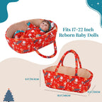 BABESIDE Juego de 8 piezas de ropa de muñeca de bebé Reborn de Navidad con moisés para muñecas de 17 a 22 pulgadas, accesorios de Navidad con manta de calcetín de Navidad, regalo ideal para niños a partir de 3 años