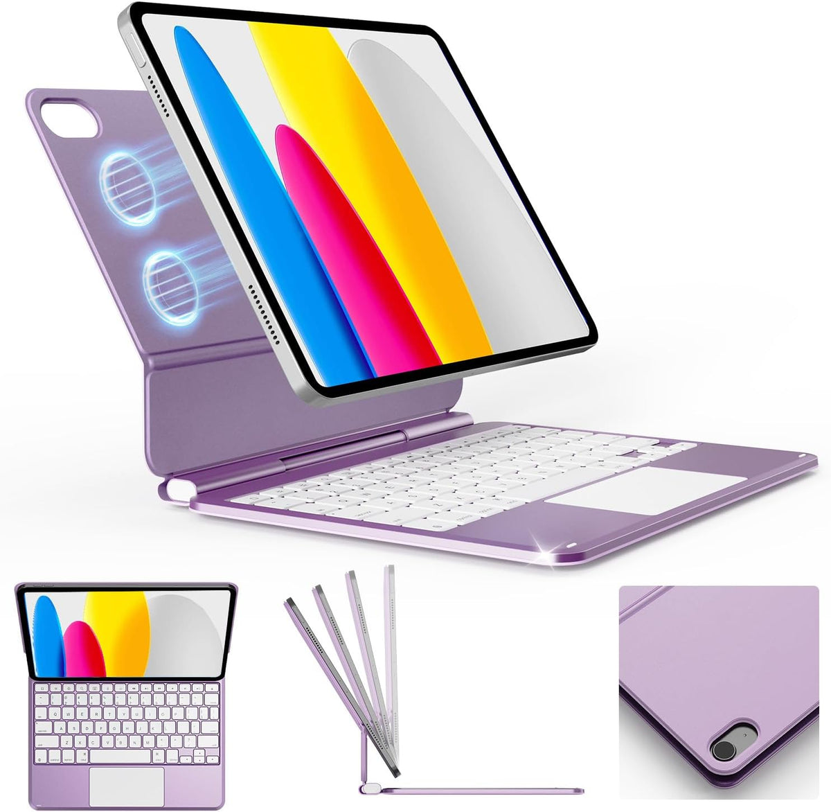 BOBOLEE Funda de teclado delgada de aluminio para iPad A16 11ª 10ª