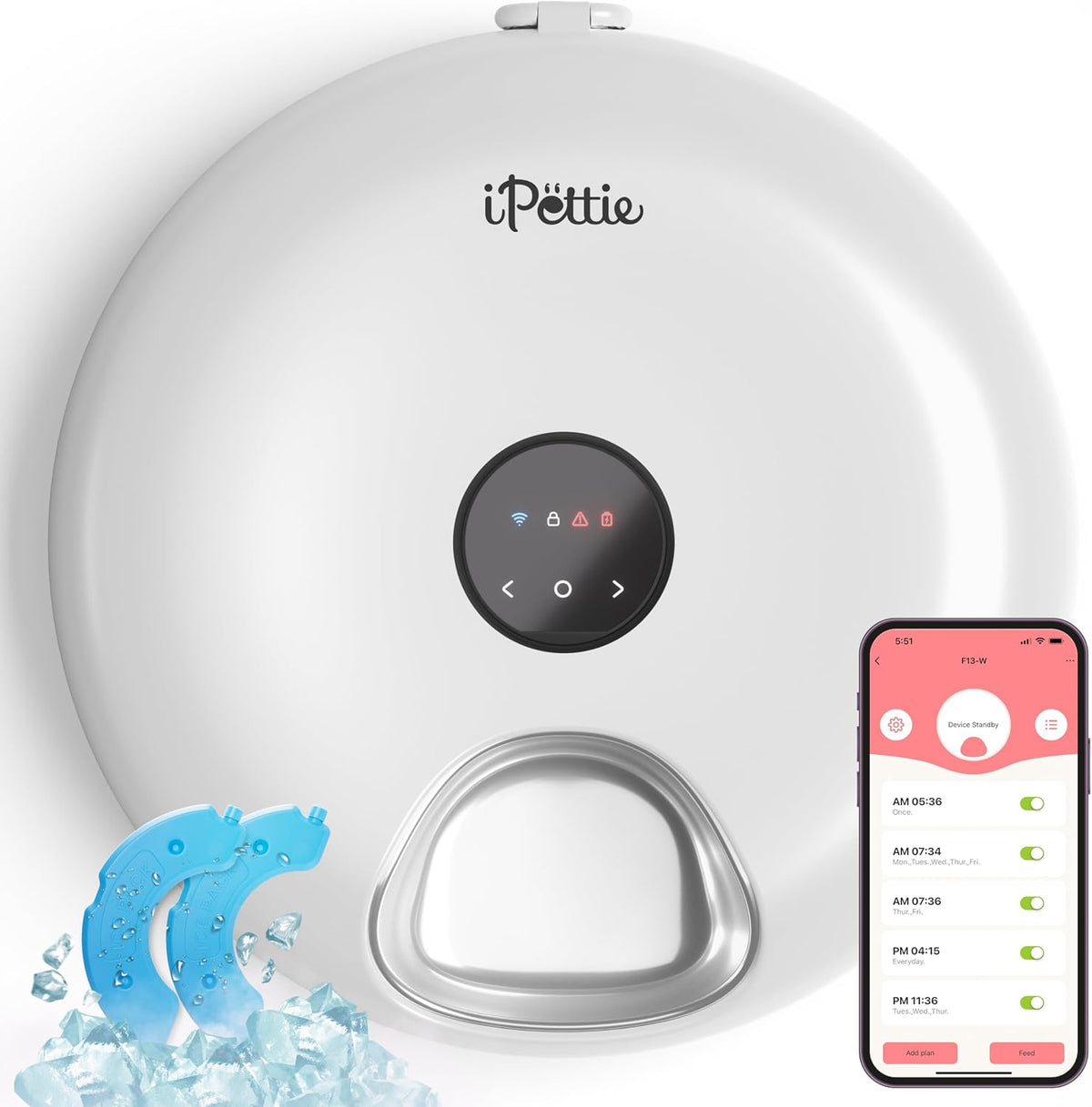 iPettie Donut Frost WiFi 6 Comedero automático de alimentos húmedos con