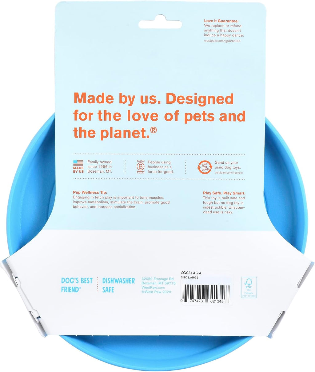 West Paw Zogoflex Zisc Dog Frisbee, disco aerodinámico de alto vuelo para perros, cachorros – Frisbees de perro ligero flotable para ir a buscar, tironear, atrapar y jugar – también se puede usar como cuenco de comida/agua, fabricado en Estados Unidos., L
