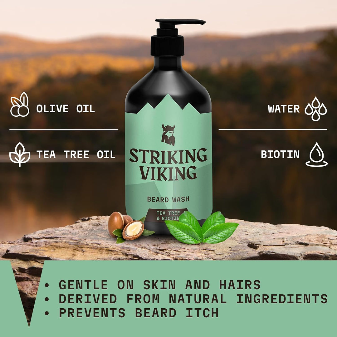 Striking Viking Champú para barba con árbol de té, biotina y aceite...