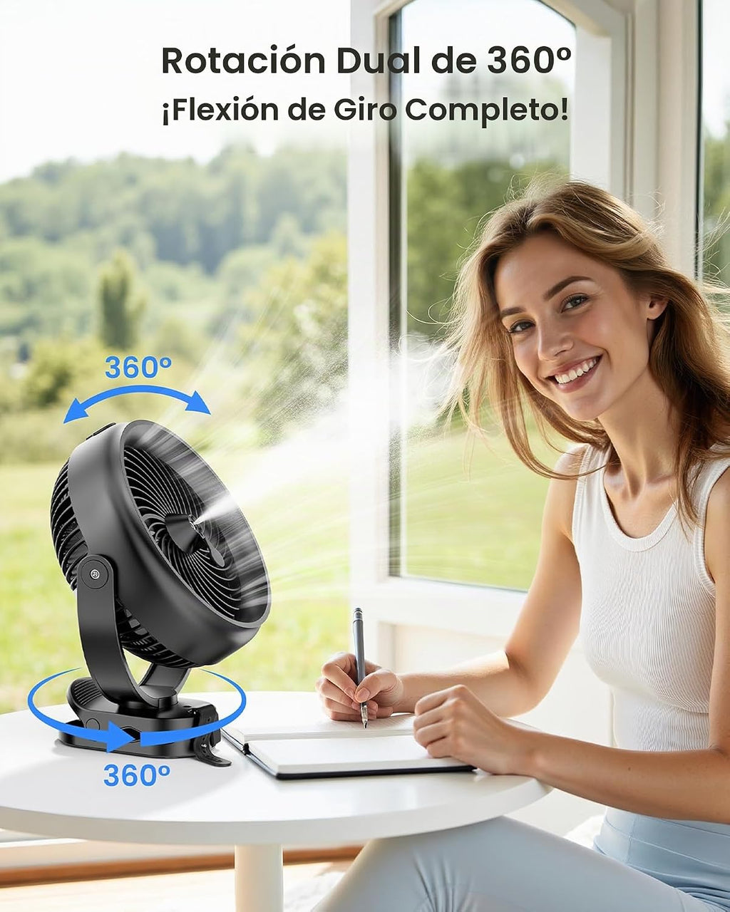 Koonie Ventilador de nebulización de batería de 10000 mAh con clip,...