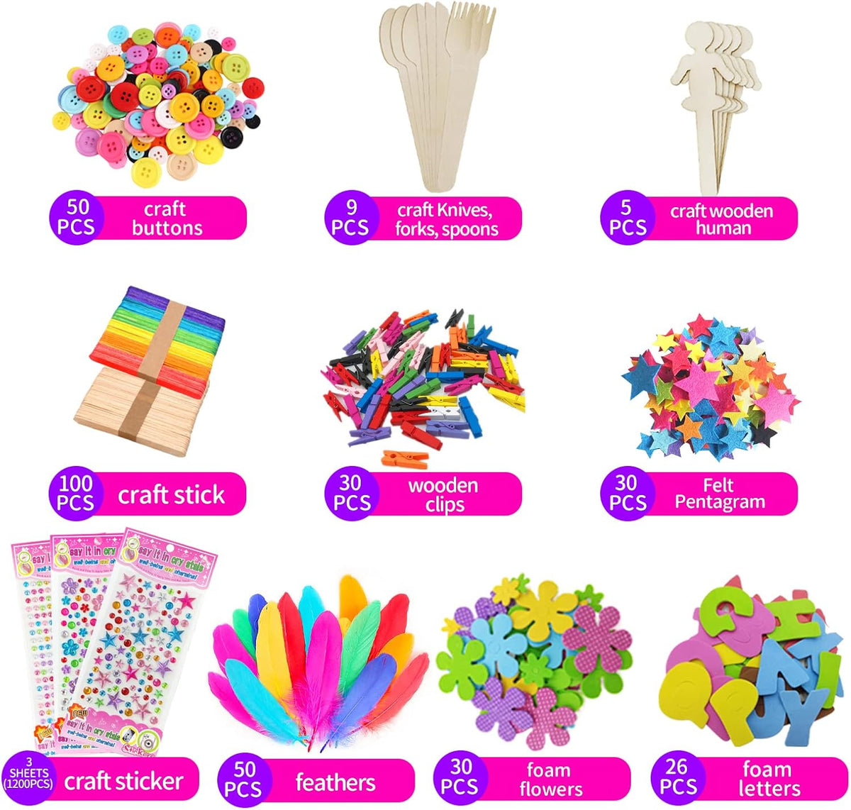 Itopstar 3000 suministros de manualidades para niños, suministros de manualidades en caja de arte de plástico de 3 capas, todo en uno de 8, 9, 10, 11 y 12 años, juego de suministros de manualidades para niñas y niños