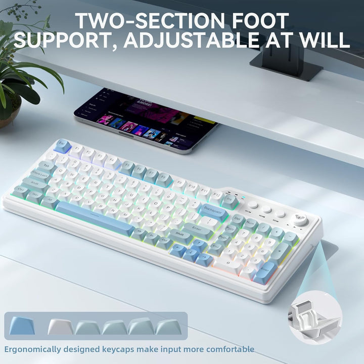 Aula F3099 - Teclado inalámbrico con perilla multimedia, triple mod...