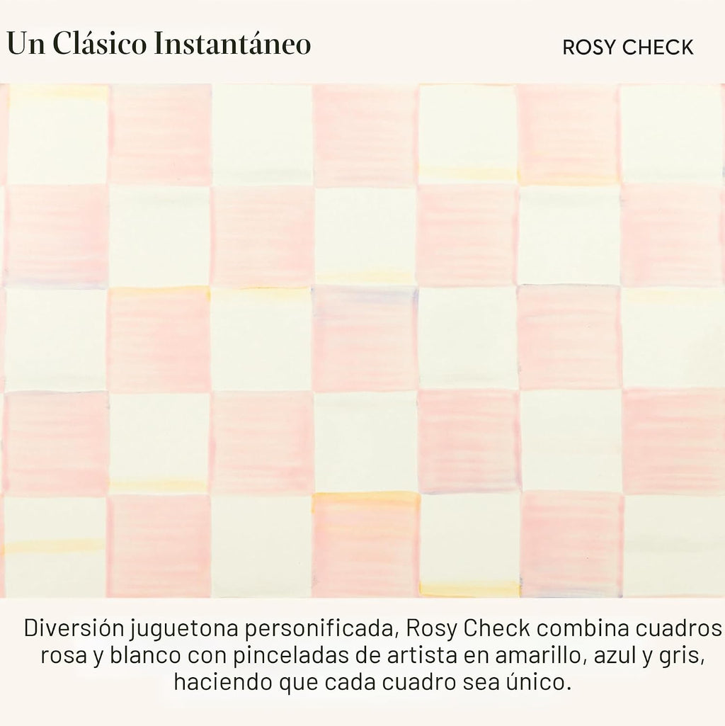 MACKENZIE-CHILDS Soporte para cucharas esmaltado, cuadros rosados y blancos