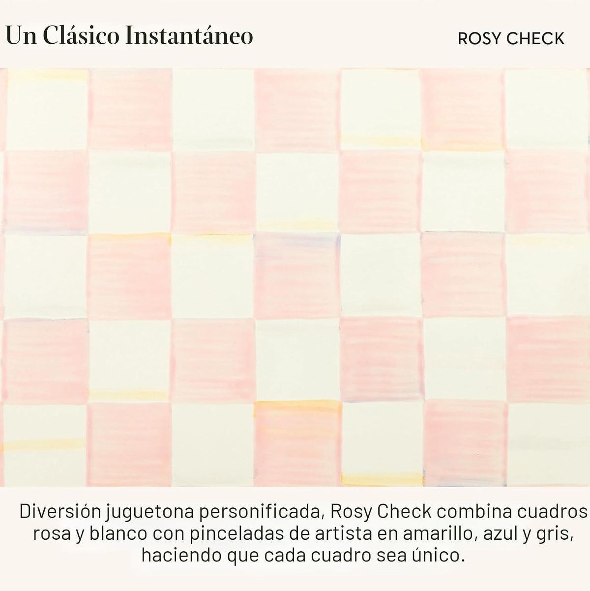 MACKENZIE-CHILDS Soporte para cucharas esmaltado, cuadros rosados y blancos