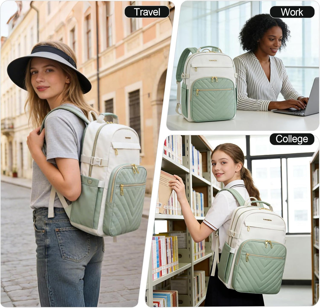 VANKEAN Mochila para laptop para mujer con bolsillo gigante para va...