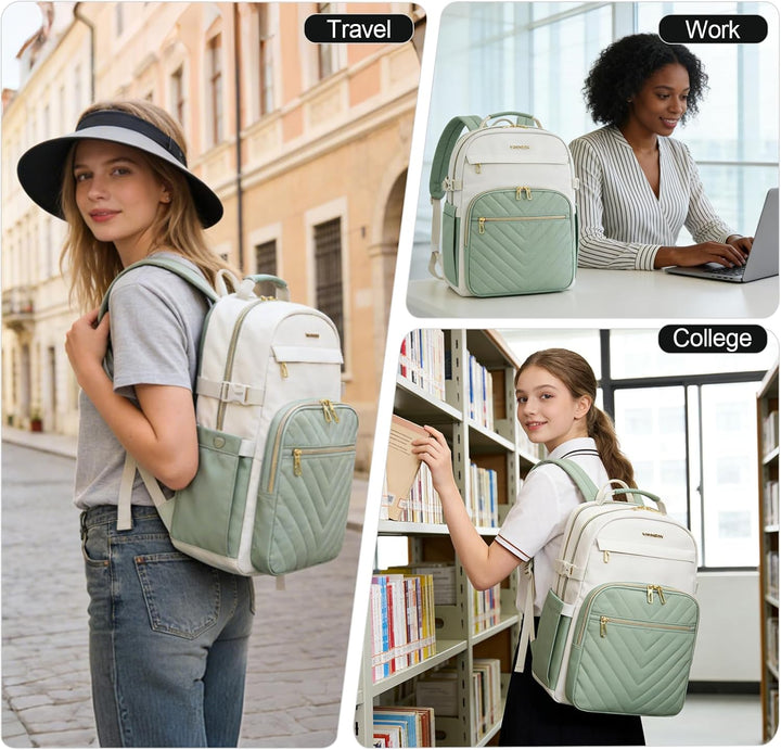 VANKEAN Mochila para laptop para mujer con bolsillo gigante para va...