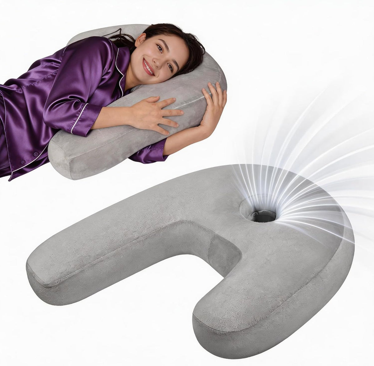 Almohada perforadora de 4 pulgadas para dormir de lado