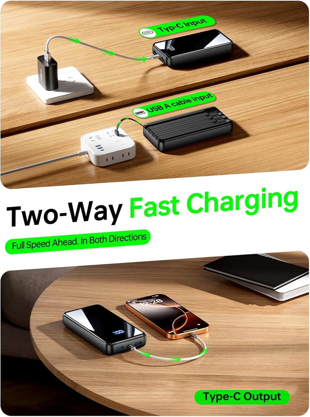 Cargador portátil, banco de energía de 50000 mAh con cable incorpor...
