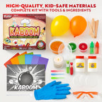 Playz Kaboom! Kit de más de 50 experimentos científicos explosivos para niños de 8 a 12 años con 25 experimentos de fichas de Playz Lab - Set de química STEM, juguetes educativos y regalos de