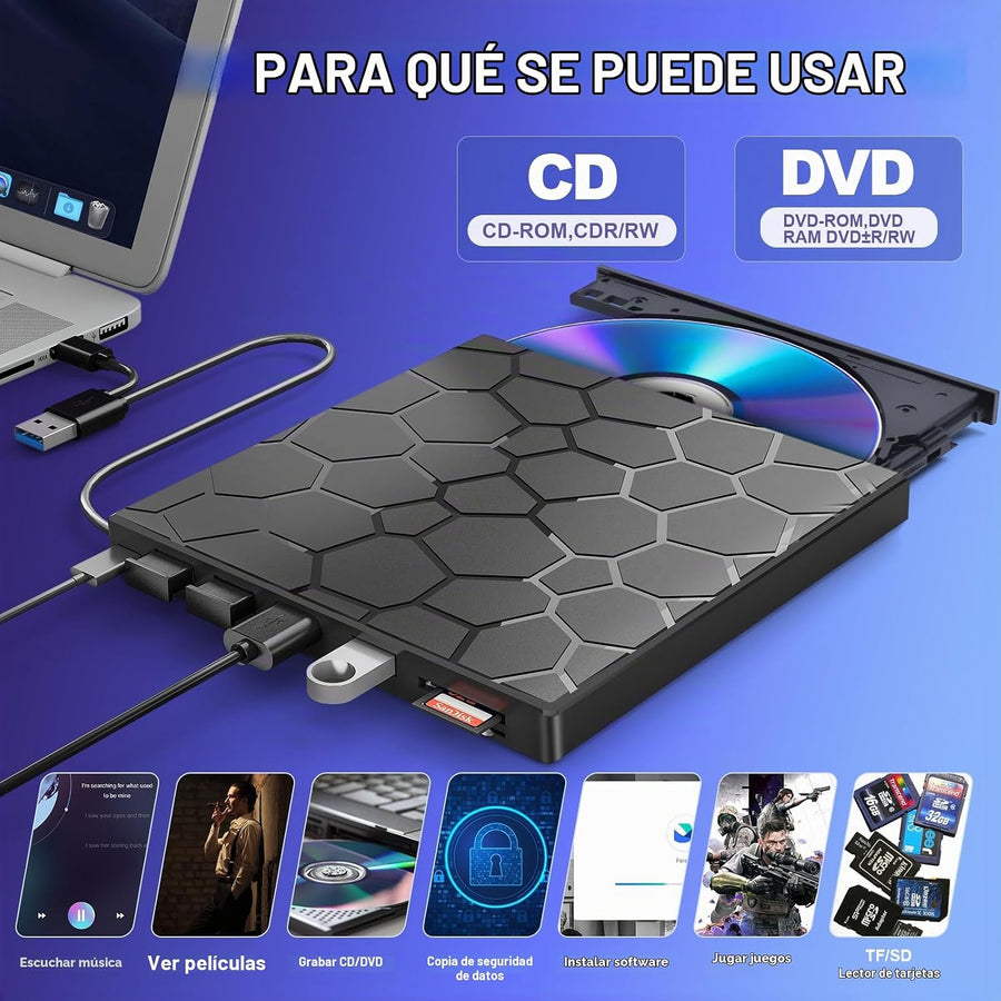 BPAKDU Unidad externa de CD\/DVD para portátil, reproductor de DVD...