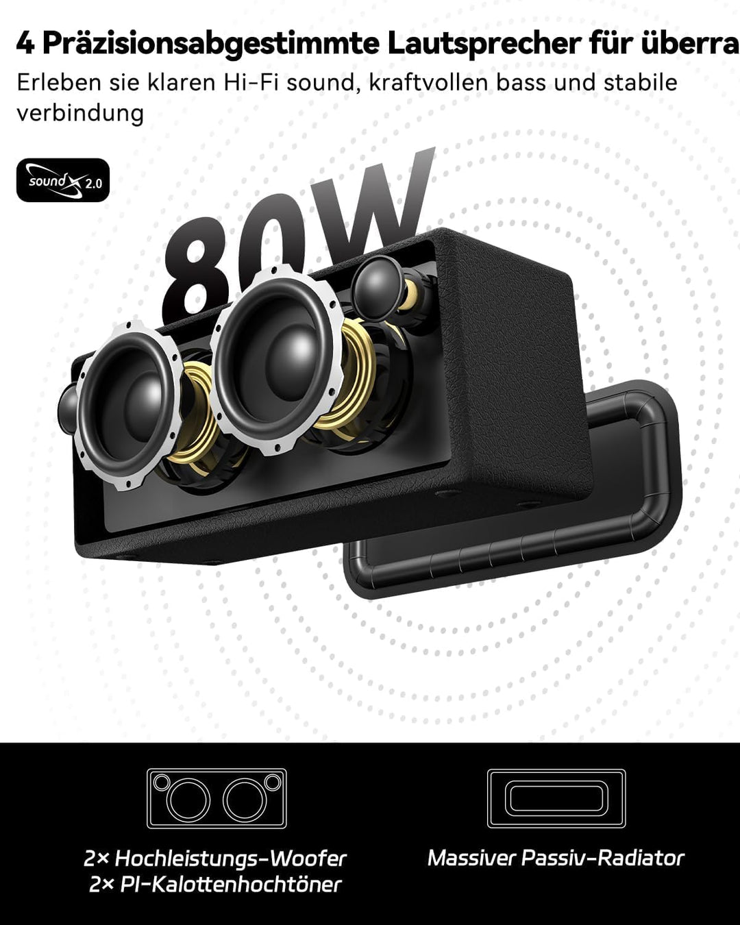 Altavoz Bluetooth, altavoz retro StageSound inalámbrico, altavoz po...