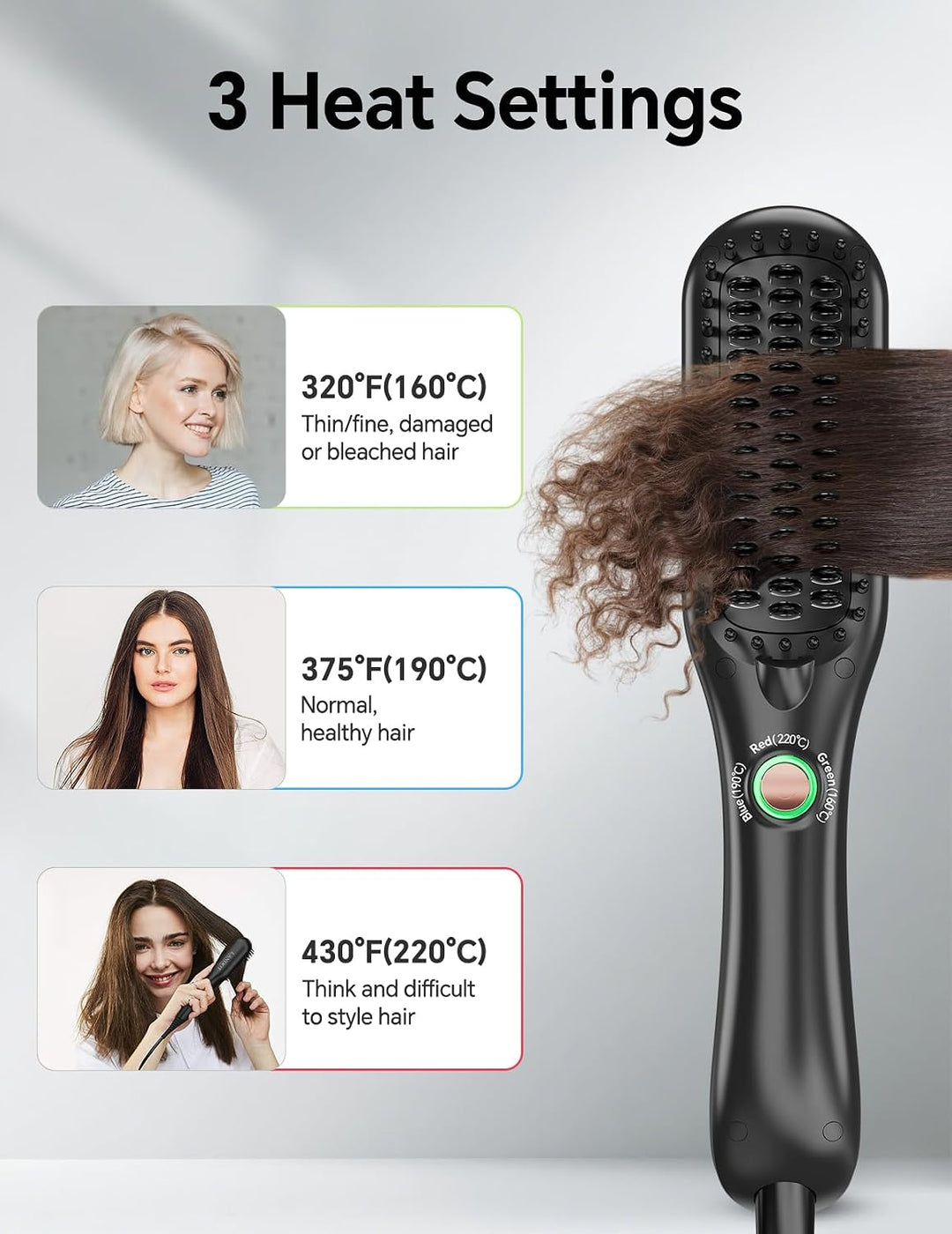 LANDOT - Mini cepillo de cerámica para alisar el cabello, doble vol...