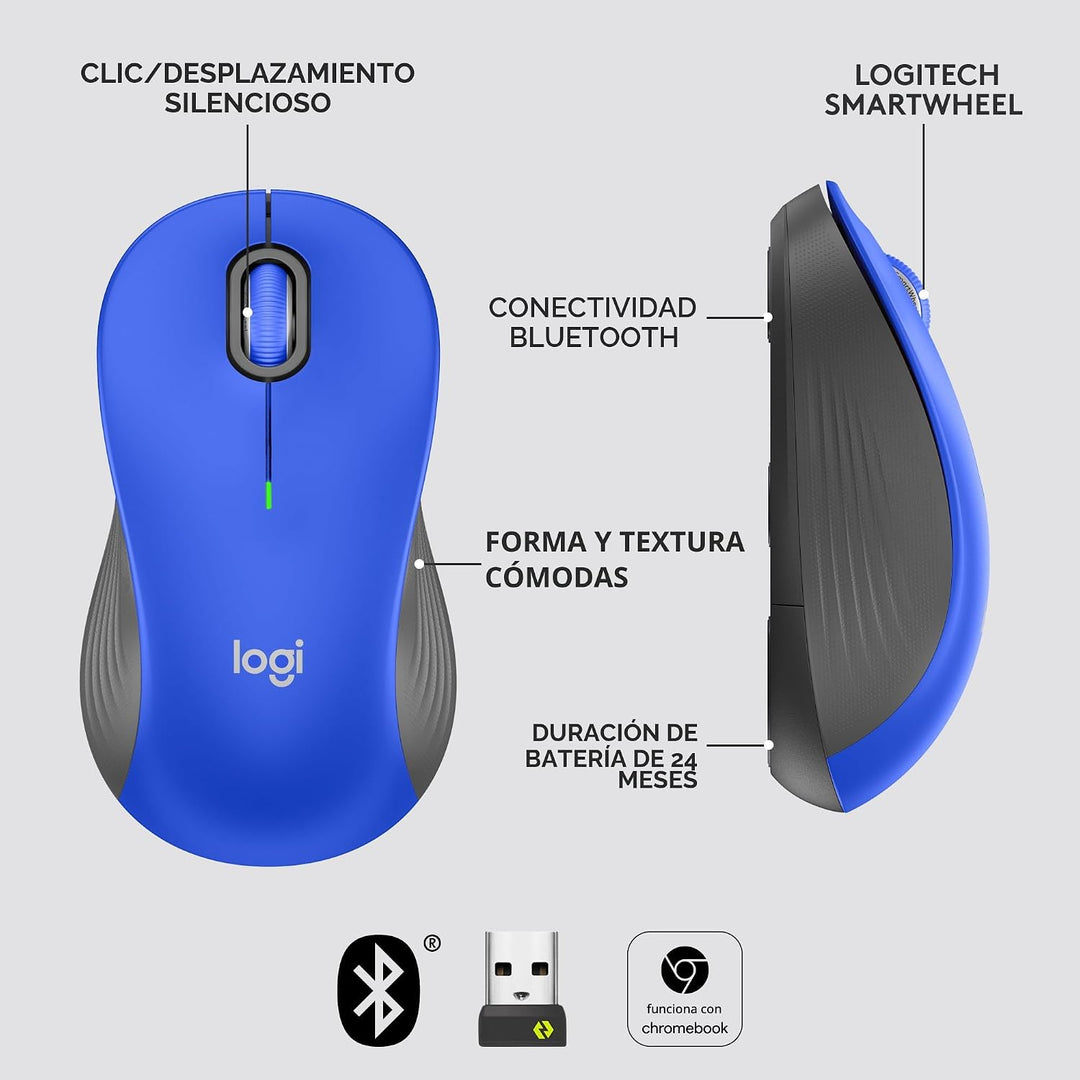 Logitech Signature M550 L - Mouse inalámbrico de tamaño completo, p...