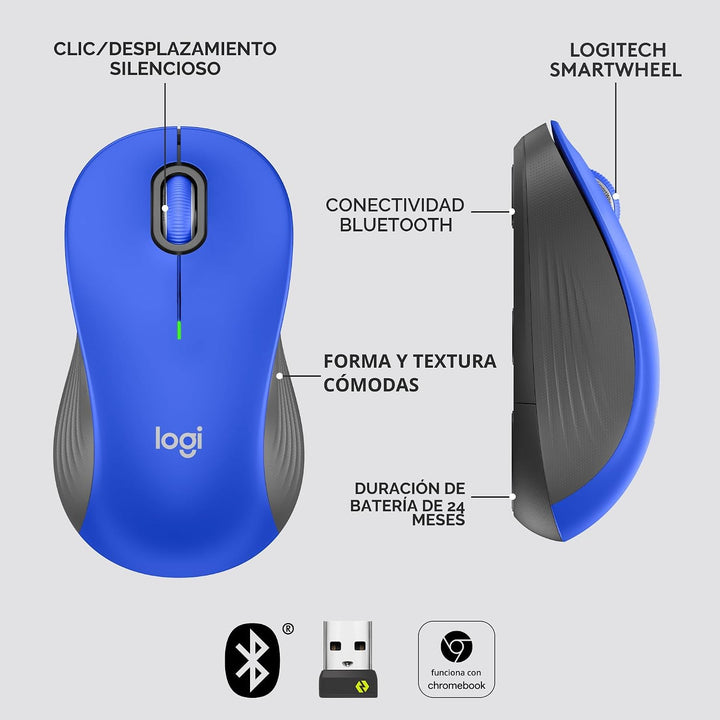 Logitech Signature M550 L - Mouse inalámbrico de tamaño completo, p...