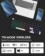 EPOMAKER Teclado mecánico inalámbrico de tres modos TH99 con batería, Negro, Creamy Jade