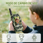 Walkie Talkies de video para niños, paquete de 2 juguetes de radio de camuflaje de 2 vías para niños de 3 a 12 años, walkie talkie de mano de largo alcance para acampar al aire libre, senderismo, el