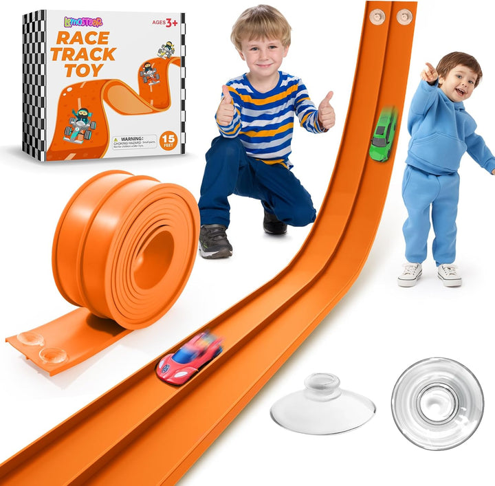 Flexible Race Car Track - Juego de iniciación de 15 pies con ventos...
