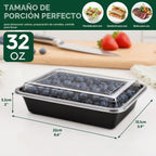Glotoch Contenedores de preparación de comidas de 32 onzas, paquete de 50 (100 piezas) con tapas, recipientes de plástico para almacenamiento de alimentos reutilizables, cajas Bento para control de
