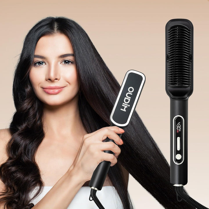 Cepillo profesional iónico para alisar el cabello con pantalla LED,...