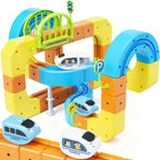 Juego de tren eléctrico para niños de 4 a 8 años, tren 3D Infinity Racer para niños pequeños, juguete de construcción de fusión con pista de carreras antigravedad, regalo divertido de aprendizaje STEM