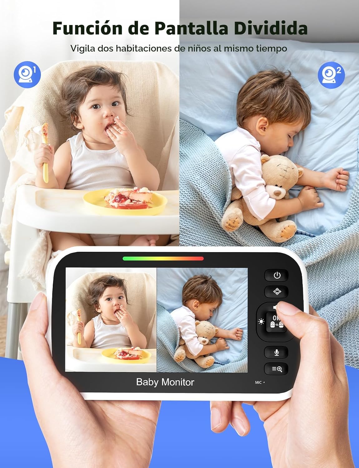 GoodBaby Monitor de bebé con 2 cámaras, sistema de monitoreo de vid...