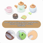 UMU® Juego de Té de Madera para Niños – Juguete de Fiesta de Té de Juego Simulado con Tazas Coloridas, Bolsitas de Té, Rodajas de Limón y Más – Juguete de Juego de Rol Montessori para Edades 3 4 5 6