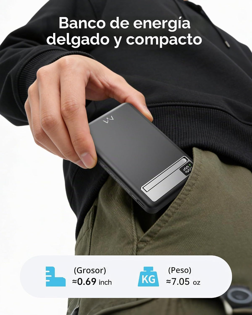 iWALK Banco de energía inalámbrico magnético de 10000mAh, Negro