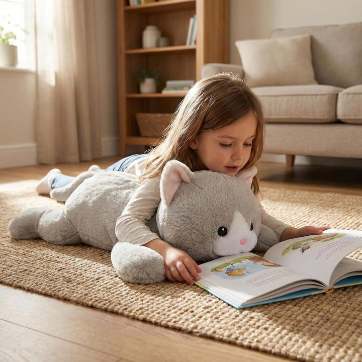 WEIGEDU Animal de Peluche de Gato con Peso con Ojos Bordados y Paqu...