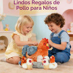 Juego de animales de peluche de pollo 9 en 1, lindo juguete de peluche de gallina ponedora de huevos con cremallera y pollitos de juguete, pollos, huevos y gallinero, juguetes para niños y niñas, regalos de peluche de cumpleaños y Navidad