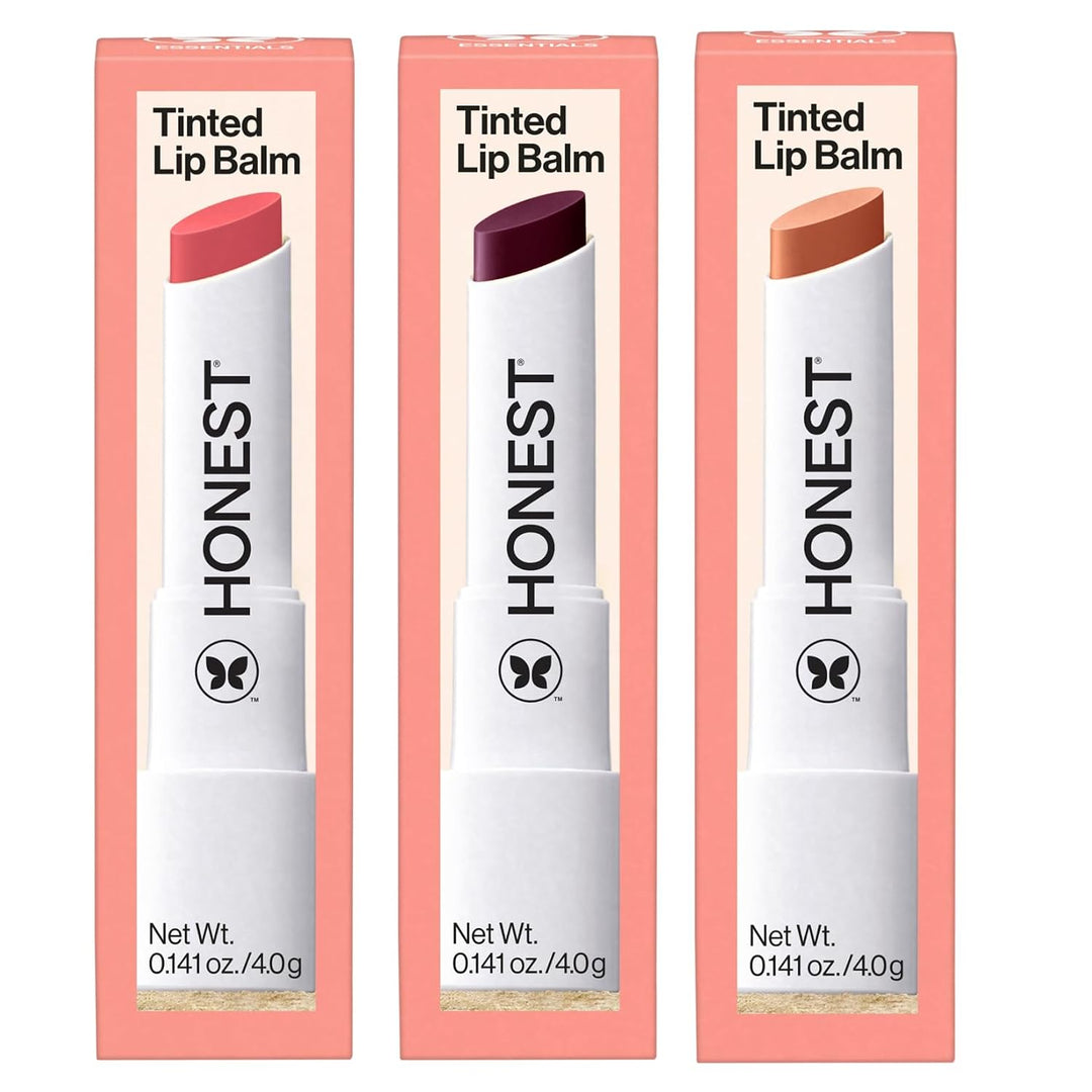 Honest Beauty Bálsamo labial hidratante vegano tintado, paquete de...