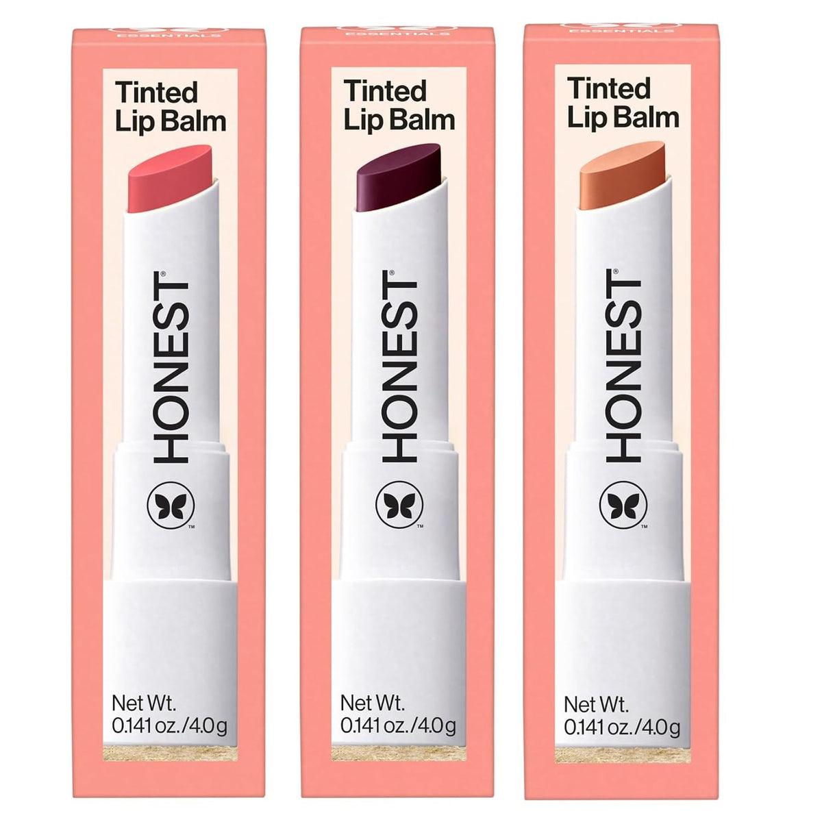 Honest Beauty Bálsamo labial hidratante vegano tintado, paquete de...