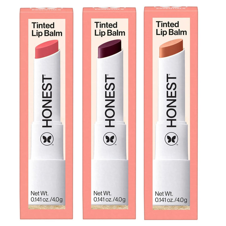 Honest Beauty Bálsamo labial hidratante vegano tintado, paquete de...