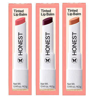 Honest Beauty Bálsamo labial hidratante vegano tintado, paquete de...