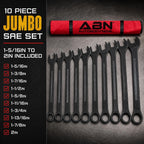 ABN Juego de llaves combinadas grandes SAE 1-5/16 a 2 pulgadas - Juego estándar de 10 piezas de llaves de extremo abierto Jumbo