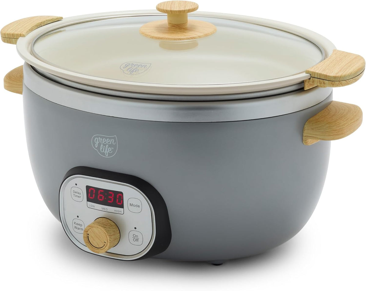 GreenLife 6QT - Olla de cocción lenta antiadherente de cerámica