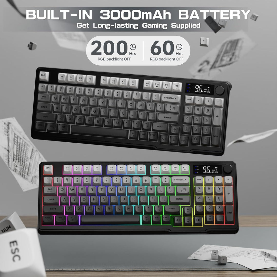 LexonElec M96 - Teclado inalámbrico, de bajo perfil, silencioso, de...